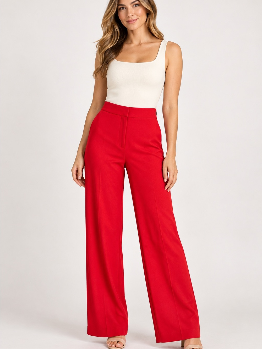 Boden Red Wide Leg Dress Pants Women’s US 14 UK 18 High Rise